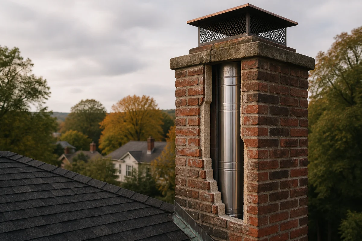 Masonry chimney and stainless liner materials prepared for a residential assessment